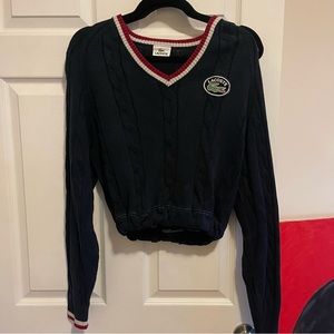 Cropped Lacoste vneck sweater